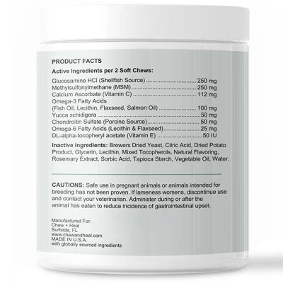 Chew + Heal Senior Hip And Joint Support, Dog Supplement, Aids Mobility, Joint & Cartilage Health - 120 Delicious Chews 3 Chew + Heal Senior Hip And Joint Support, Dog Supplement, Aids Mobility, Joint & Cartilage Health - 120 Delicious Chews - Image 3