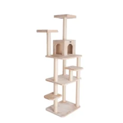 GleePet GP78748 74-Inch Real Wood Cat Tree With Seven Levels, Beige/Silver Gray -PawHut Store GUEST 01f36109 c442 43dc ab4a 493623663f36
