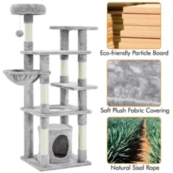 Yaheetech 56.5inch Multilevel Cat Tree Cat Tower With Scratching Posts 9 Yaheetech 56.5inch Multilevel Cat Tree Cat Tower With Scratching Posts -PawHut Store GUEST 025a0b32 f99e 4ce0 9481 680efb93174b