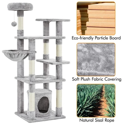 Yaheetech 56.5inch Multilevel Cat Tree Cat Tower With Scratching Posts 3 Yaheetech 56.5inch Multilevel Cat Tree Cat Tower With Scratching Posts - Image 3