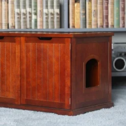 Merry Products Cat Washroom Storage Bench Furniture With Dual Doors & Removable Partition Wall For Hidden Litter Box Enclosure, Walnut (2 Pack) 7 Merry Products Cat Washroom Storage Bench Furniture With Dual Doors & Removable Partition Wall For Hidden Litter Box Enclosure, Walnut (2 Pack) -PawHut Store GUEST 03d18825 663c 4394 a4f5 f875f5d188d0