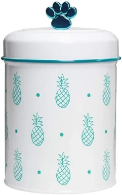 Amici Pet Pineapple Canister Decorative Metal Treat Storage Container With Figural Knob, Metallic Turquoise Accents -PawHut Store GUEST 03e988c6 e512 4b49 a1bf 1e2cd8f282bd