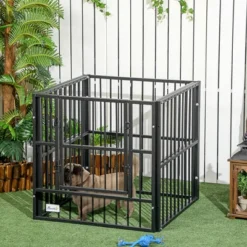 PawHut 33" - 60" X 31.5" Indoor & Outdoor Dog Playpen For Small & Medium Dogs, Dog Kennel Outdoor Playpen Dog Exercise Pen, Dog Run Enclosure