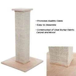 Pet Adobe Sisal And Burlap Cat Scratching Post - 28" Height, Tan