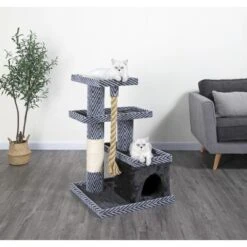 Go Pet Club 38" Sequoia Cat Tree Condo With Jungle Rope And Sisal Scratching Post LP-848 - Gray/Black
