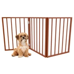 Pet Adobe Freestanding Folding Pet Gate - 54" X 24", Mahogany