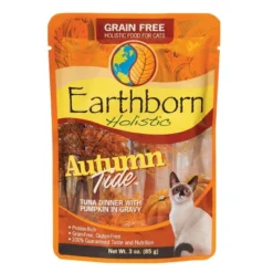 Earthborn Holistic Autumn Tide With Tuna & Pumpkin Gravy Grain-Free Wet Cat Food Pouches - (3 Oz) Pack Of 24