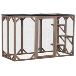 PawHut Wooden Outdoor Cat House Catio Kitten Enclosure Indoor Cage With Asphalt Roof, Multi-Level Platforms And Large Enter Door - 71"L 16 PawHut Wooden Outdoor Cat House Catio Kitten Enclosure Indoor Cage With Asphalt Roof, Multi-Level Platforms And Large Enter Door - 71"L -PawHut Store GUEST 0968cfc7 0007 451c b5b2 b3d61ef46ad7
