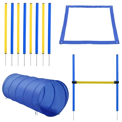 PawHut 4PC Obstacle Dog Agility Training Course Kit Backyard Competitive Equipment- Blue/Yellow 3 PawHut 4PC Obstacle Dog Agility Training Course Kit Backyard Competitive Equipment- Blue/Yellow - Image 3