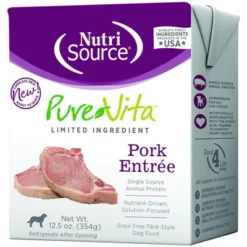 NutriSource PureVita Grain Free Pork Entree Pate Style Tetra Pak Wet Dog Food - 12.5 Oz