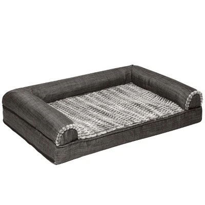 FurHaven Luxe Fur & Performance Linen Cooling Gel Sofa Dog Bed 4 FurHaven Luxe Fur & Performance Linen Cooling Gel Sofa Dog Bed - Image 4