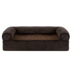 FurHaven Faux Fleece & Chenille Memory Foam Sofa Dog Bed