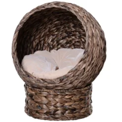 PawHut Weaved Elevated Cat Bed, Hand Made Braided Banana Leaf Pet House Nest With Cushion For Kitten, Puppy, 23.5" H -PawHut Store GUEST 0dfc526e d829 409c 905a 5af1be7f6cec