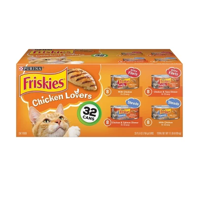 Purina Friskies Prime Filets & Shreds With Tuna, Chicken, Salmon And Seafood Lover Wet Cat Food - 5.5oz/32ct Variety Pack 1 Purina Friskies Prime Filets & Shreds With Tuna, Chicken, Salmon And Seafood Lover Wet Cat Food - 5.5oz/32ct Variety Pack