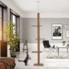 PawHut Floor To Ceiling Cat Tree Cat Climbing Tower With Sisal-Covered Scratching Posts Natural Cat Tree Activity Center For Kittens