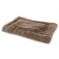 Precious Tails Eyelash Faux Fur Bordered Cat And Dog Mat - S - Taupe