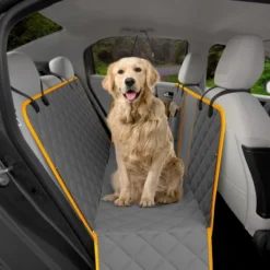 PAWBEE Dog Car Seat Cover – Premium Nonslip Dog Seat Covers For Cars + Seat Belt – Waterproof Pet Hammock With Front Mesh Window For Car, SUV, Truck