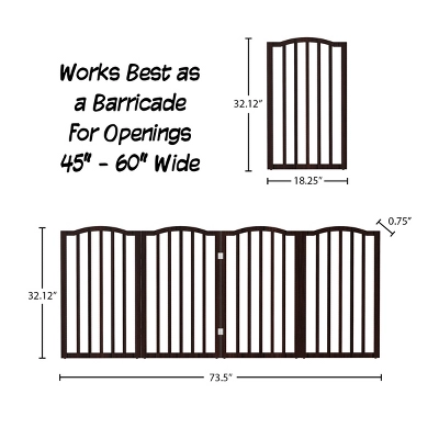 Indoor Pet Gate - 4-Panel Folding Dog Gate For Stairs Or Doorways - 73.5x32-Inch Tall Freestanding Pet Fence For Cats And Dogs By PETMAKER (Brown) 1 Indoor Pet Gate - 4-Panel Folding Dog Gate For Stairs Or Doorways - 73.5x32-Inch Tall Freestanding Pet Fence For Cats And Dogs By PETMAKER (Brown)
