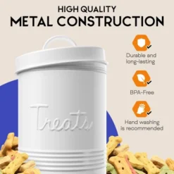 Amici Pet Retro Treats Storage Canister, 72 Oz. , White -PawHut Store GUEST 131ee9c7 2a35 4ea6 b377 a7c2a7e0fff2