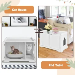Costway Cat Litter Box Cabinet Furniture Cat Washroom Storage Bench -PawHut Store GUEST 1533e242 dfe8 4da9 9f2f ef59937aaf5d