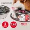 API 5 Quart Stainless Steel Thermostatically Controlled Nestable Heated Pet Bowl With Non-Tip Design And 6 Foot Anti-Chew Cord, Silver
