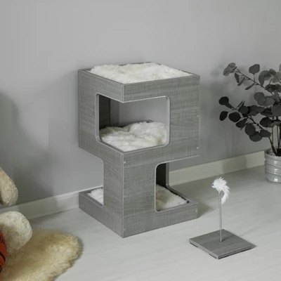 PawsMark Multi Level Modern Cat Tall Climbing Tree House For Indoor Cats | Wood Tower Luxury Furniture Stand With Removable Soft Blanket And Condo 7 PawsMark Multi Level Modern Cat Tall Climbing Tree House For Indoor Cats | Wood Tower Luxury Furniture Stand With Removable Soft Blanket And Condo - Image 7