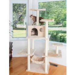 GleePet GP78680621 68-Inch Real Wood Cat Tree In Beige With Five Levels, Hammock, Condo -PawHut Store GUEST 1abfae58 c5c6 4405 ad15 fa18bf18a320