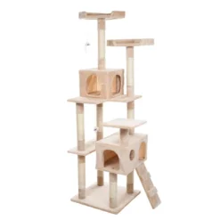 Pet Adobe Multilevel Cat Tree House Tower And Scratching Posts - Beige -PawHut Store GUEST 1d8ffb0b 0ad1 4d4d 9778 65547c736e5a