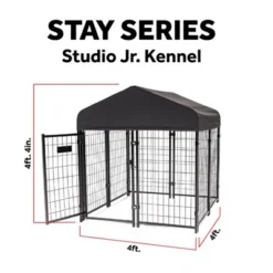 Lucky Dog STAY Series Black Powder Coat Steel Frame Villa Dog Kennel With Waterproof Canopy Roof And Single Gate Door -PawHut Store GUEST 1df6b7b5 bcb5 4cb6 9060 0a7b644373e6