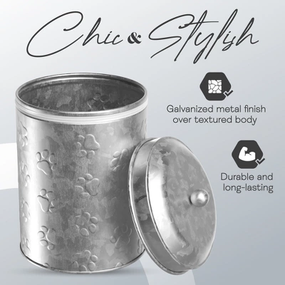 Amici Pet Puppy Paws Metal Food Canister, 64 Oz. , Galvanized Metal 6 Amici Pet Puppy Paws Metal Food Canister, 64 Oz. , Galvanized Metal - Image 6