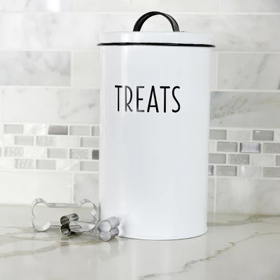 Outshine Co White Farmhouse Cat And Dog Treat Container With 2 Dog Bone Cookie Cutters 3 Outshine Co White Farmhouse Cat And Dog Treat Container With 2 Dog Bone Cookie Cutters - Image 3