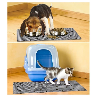 Drymate Multi-Use Paw Stripe Pet Mat Set - Gray (2ct) 2 Drymate Multi-Use Paw Stripe Pet Mat Set - Gray (2ct) - Image 2