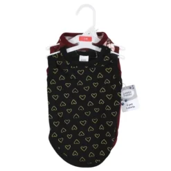 Luvable Friends Dog Pet Dog And Cats Cotton T-Shirts 2pk, Hearts Burgundy Floral