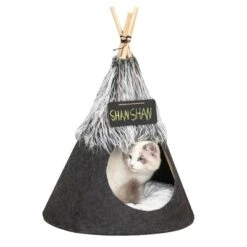 PawHut Pet Teepee Tent Cat Bed Dog House With Thick Cushion Chalkboard For Kitten And Puppy Up To 13lbs 28inch Gray 7 PawHut Pet Teepee Tent Cat Bed Dog House With Thick Cushion Chalkboard For Kitten And Puppy Up To 13lbs 28inch Gray -PawHut Store GUEST 206a8987 d27c 4d3d 9dc0 1dda1869ba86