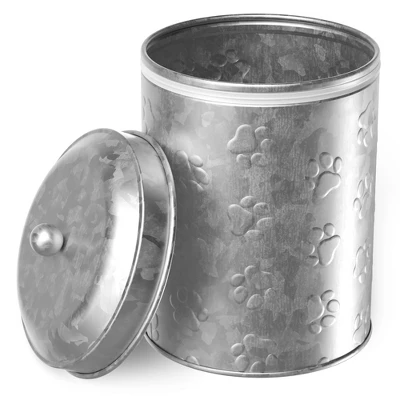 Amici Pet Puppy Paws Metal Food Canister, 64 Oz. , Galvanized Metal 1 Amici Pet Puppy Paws Metal Food Canister, 64 Oz. , Galvanized Metal