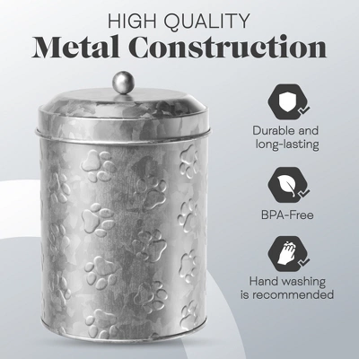 Amici Pet Puppy Paws Metal Food Canister, 64 Oz. , Galvanized Metal 4 Amici Pet Puppy Paws Metal Food Canister, 64 Oz. , Galvanized Metal - Image 4
