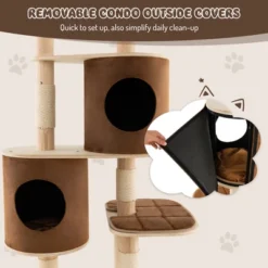 Costway 75'' Multi-layer Wooden Cat Tree Indoor Tower Activity Play Center With 2 Condos -PawHut Store GUEST 23d97a98 ba7b 40be 81be 26896b27e987