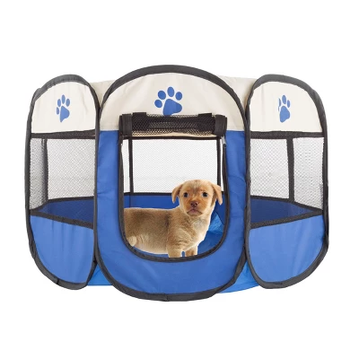 Pop-Up Pet Playpen - 26-Inch Indoor And Outdoor Dog Kennel With Carrying Bag - Portable Pet Enclosure For Dogs And Small Animals By PETMAKER (Blue) 3 Pop-Up Pet Playpen - 26-Inch Indoor And Outdoor Dog Kennel With Carrying Bag - Portable Pet Enclosure For Dogs And Small Animals By PETMAKER (Blue) - Image 3