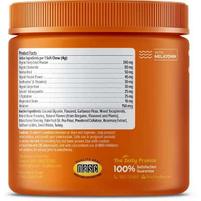 Zesty Paws Advanced Behavior Calming Soft Chews For Dogs - Turkey Flavor - 90ct 1 Zesty Paws Advanced Behavior Calming Soft Chews For Dogs - Turkey Flavor - 90ct