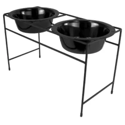 Platinum Pets Modern Double Cat/Dog Bowl - Midnight Black - 3.5 Cup