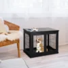 PawHut 26" Wooden Dog Crate, Furniture Style Pet Cage Kennel, End Table, With Lockable Double Door Entrance, And Top Shelf