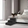 Precious Tails Sherpa High Density Foam Top Wide 3-Step Pet Stairs - Black