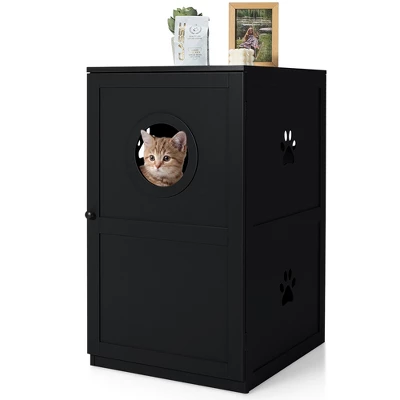 Costway 2-tier Litter Box Enclosure Furniture Hidden Cat House W/ Anti-toppling Device 9 Costway 2-tier Litter Box Enclosure Furniture Hidden Cat House W/ Anti-toppling Device - Image 9