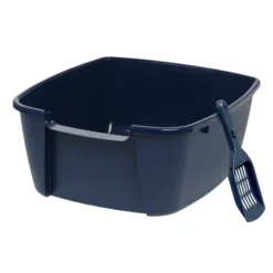 IRIS USA Cat Litter Box Cat Litter Pan With Scoop, Navy -PawHut Store GUEST 2c03b5e7 d622 4ed0 9a13 91a2e094ca5c