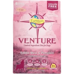 Earthborn Holistic Venture Grain Free Rabbit Meal & Pumpkin Dry Dog Food-25 Lbs