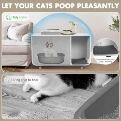 Costway Cat Litter Box Enclosure Furniture Hidden Cat Washroom With Rubber Wood Legs -PawHut Store GUEST 2c1a5972 4f98 4753 910a 1cb07e6debfc