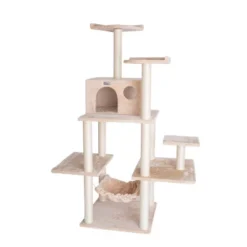 GleePet GP78680621 68-Inch Real Wood Cat Tree In Beige With Five Levels, Hammock, Condo -PawHut Store GUEST 2cdfcc6b bfad 41a9 8823 c9105411824a