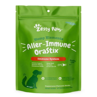 Zesty Paws Hemp Elements Allergy Immune OraStix For Dogs - Peppermint Flavor 4 Zesty Paws Hemp Elements Allergy Immune OraStix For Dogs - Peppermint Flavor - Image 4