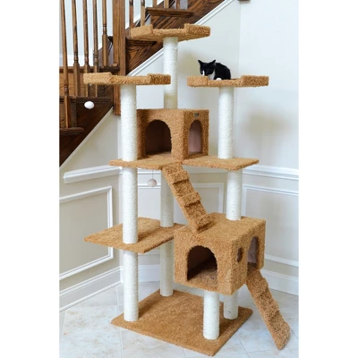 Armarkat 74" Multi-Level Real Wood Cat Tree Large Cat Play Furniture With ScratchhIng Posts, Large Platform, Beige/Brown 3 Armarkat 74" Multi-Level Real Wood Cat Tree Large Cat Play Furniture With ScratchhIng Posts, Large Platform, Beige/Brown - Image 3