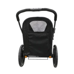 Petique Pet Mobile Breeze Jogger Outdoor Stroller Wagon Cart With Mesh Windows, Foam Grip Folding Handle, And Tire Pump For Dogs, Black
